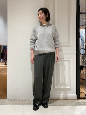 「DRESSTERIOR（ドレステリア）の◆【ウォッシャブル/ウエストゴム】サテンイージーパンツ（その他パンツ、グレー系）」を使った、makiさん（レディース・161cm）の夏コーディネート
