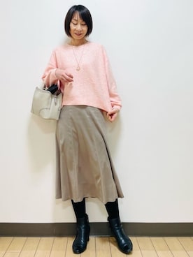 「アイテム（手袋、ブラウン系）」を使った、Riiさん（レディース・170cm）の冬コーディネート