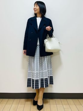 「アイテム（トレンチコート、ブルー系）」を使った、Riiさん（レディース・170cm）の冬コーディネート