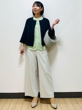 「アイテム（ノーカラージャケット）」を使った、Riiさん（レディース・170cm）の春コーディネート