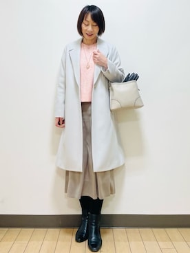「アイテム（手袋、ブラウン系）」を使った、Riiさん（レディース・170cm）の冬コーディネート