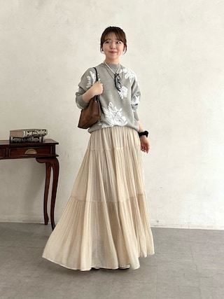 「un dix cors(アンディコール)のロングプリーツスカート(スカート)」を使った、m i n aさん(レディース・158cm)の秋コーディネート