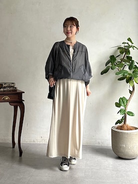 「アイテム（ブルゾン）」を使った、m i n aさん（レディース・158cm）の夏コーディネート