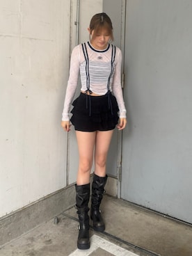 「UMBRO（アンブロ）のアイテム」を使った、江口怜芳さん（レディース・167cm）の春コーディネート