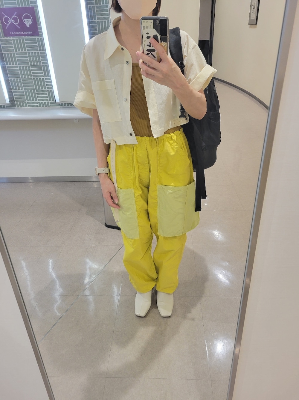 「夏、ラクチンコーデ、休日スタイル、休日コーデ、カジュアル、着回しコーデ、おしゃれさんと繋がりたい、低身長コーデ」｜「CITYSHOPのアイテム（パンツ、イエロー系）」を使った、yuさん（レディース・154cm）の夏コーディネートの1枚目の写真