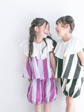 「NEEDLE WORKS（ニードルワークス）のアイテム」を使った、Wonder apartmentさん（キッズ・110cm）の春コーディネート