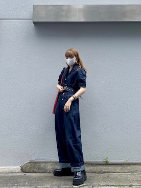 「SLY（スライ）のアイテム（オールインワン・サロペット）」を使った、げつおさん（レディース・154cm）の夏コーディネート