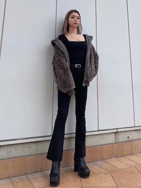 「オーバーサイズコート」｜「アイテム（その他アウター）」を使った、envym_sakuraさん（レディース・163cm）の秋コーディネート