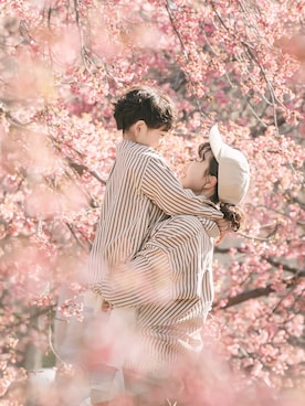 「ROXY(ロキシー)のアイテム(帽子)」を使った、あっくんとママさん(レディース・157cm)の春コーディネート