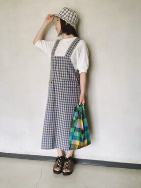 「POU DOU DOU（プードゥドゥ）のアイテム（ジャンパースカート）」を使った、star☆さん（レディース・161cm）の夏コーディネート