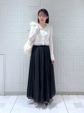 「A part by（アパートバイ）のチュールハンドルトート（ショルダーバッグ）」を使った、あやなさん（レディース・165cm）の冬コーディネート