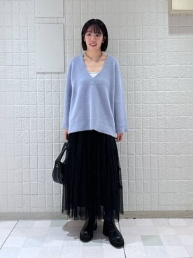 「A part by（アパートバイ）のワンショルカナグツキバッグ（ハンドバッグ）」を使った、あやなさん（レディース・165cm）の秋コーディネート