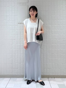 「A part by（アパートバイ）のスクエアミニショルダー（ショルダーバッグ）」を使った、あやなさん（レディース・165cm）の夏コーディネート