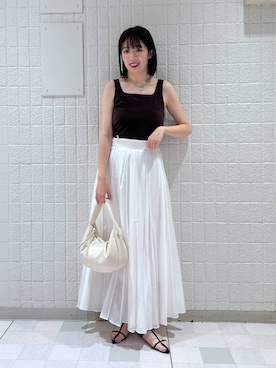 「A part by（アパートバイ）のワンショルカナグツキバッグ（ハンドバッグ）」を使った、あやなさん（レディース・165cm）の夏コーディネート