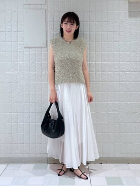 「A part by（アパートバイ）のワンショルカナグツキバッグ（ハンドバッグ）」を使った、あやなさん（レディース・165cm）の夏コーディネート