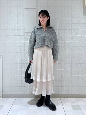 「A part by（アパートバイ）のワンショルカナグツキバッグ（ハンドバッグ）」を使った、あやなさん（レディース・165cm）の秋コーディネート