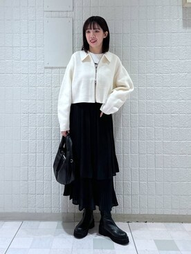 「A part by（アパートバイ）のワンショルカナグツキバッグ（ハンドバッグ）」を使った、あやなさん（レディース・165cm）の秋コーディネート