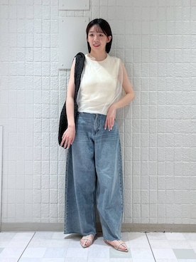 「A part by（アパートバイ）のルーズデニム（デニムパンツ）」を使った、あやなさん（レディース・165cm）の春コーディネート