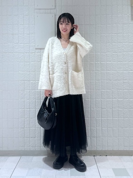 「A part by（アパートバイ）のワンショルカナグツキバッグ（ハンドバッグ）」を使った、あやなさん（レディース・165cm）の秋コーディネート