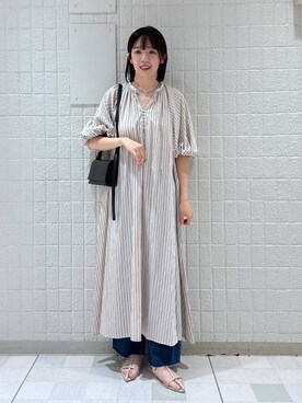 「A part by（アパートバイ）のスクエアミニショルダー（ショルダーバッグ）」を使った、あやなさん（レディース・165cm）の夏コーディネート