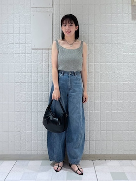 「A part by（アパートバイ）のワンショルカナグツキバッグ（ハンドバッグ）」を使った、あやなさん（レディース・165cm）の夏コーディネート