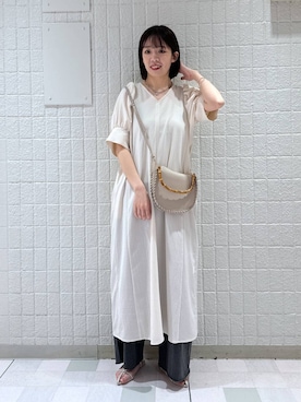 「A part by（アパートバイ）のルーズデニム（デニムパンツ）」を使った、あやなさん（レディース・165cm）の夏コーディネート