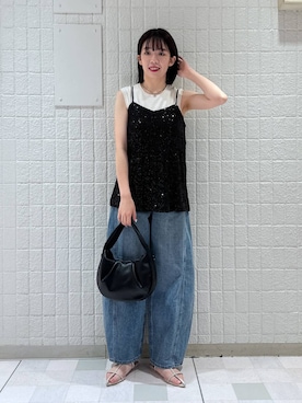 「A part by（アパートバイ）のアイテム（キャミソール）」を使った、あやなさん（レディース・165cm）の夏コーディネート