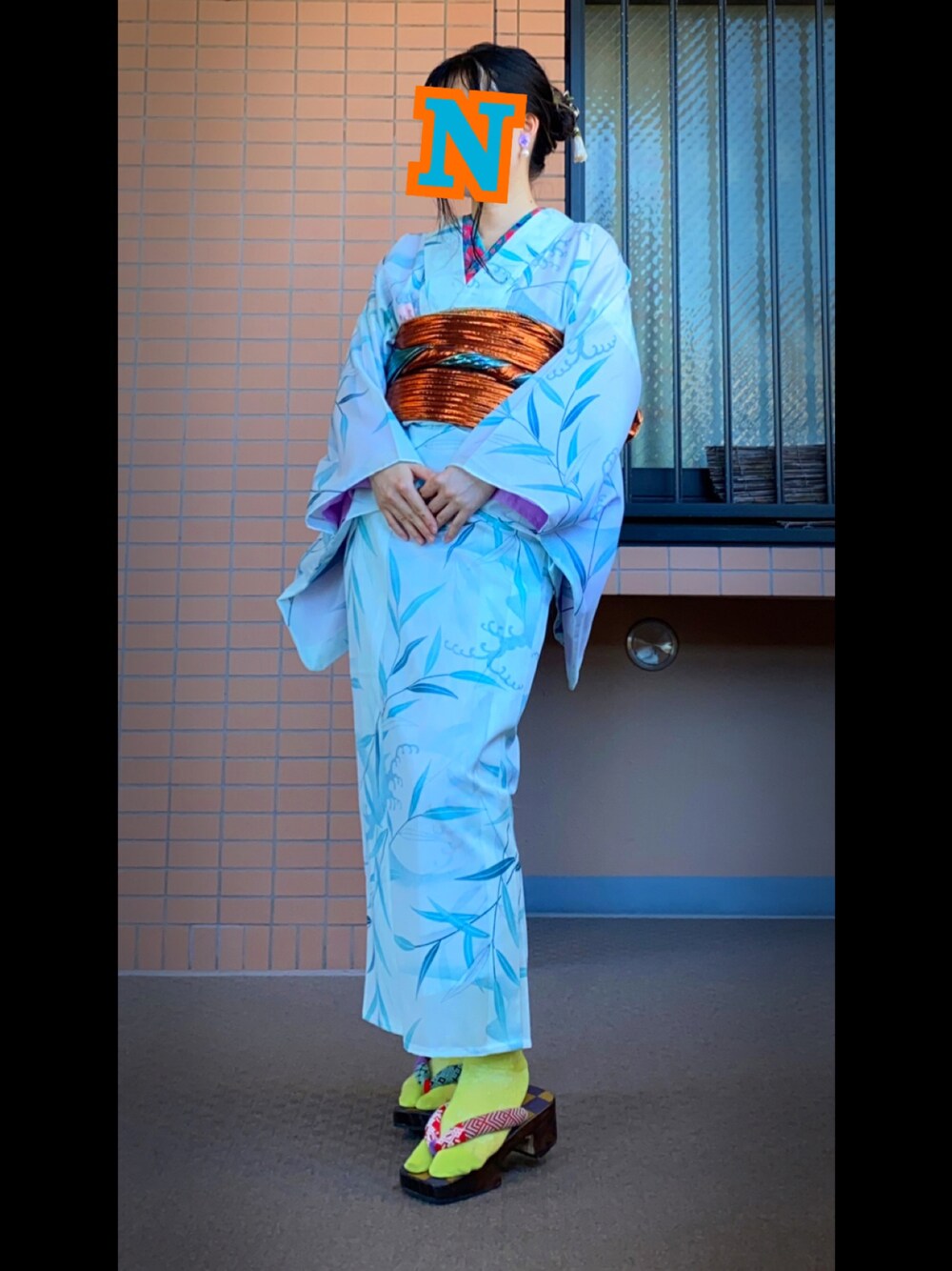 「着物、着物コーデ、夏着物、納涼」｜「KAPUSERUDOのコザクラの簪🦜（その他ヘアアクセサリー、グリーン系）」を使った、mrs.nicolmicalsさん（レディース・152cm）の夏コーディネートの1枚目の写真