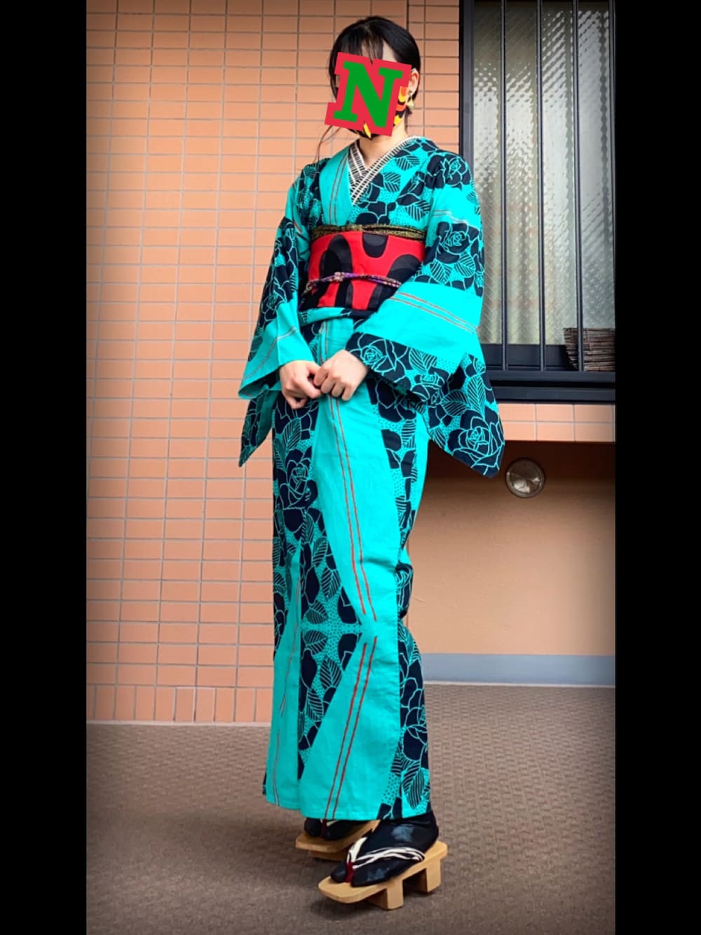 「着物、着物コーデ、浴衣、浴衣コーデ、普段着物」｜「自作のアイテム（浴衣、グリーン系）」を使った、mrs.nicolmicalsさん（レディース・151cm）の夏コーディネートの1枚目の写真