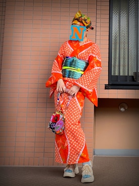 「アイテム（ヘアバンド）」を使った、mrs.nicolmicalsさん（レディース・154cm）の夏コーディネート