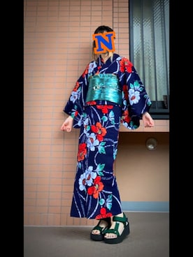 「浴衣コーデ」｜「アイテム（アクセサリー）」を使った、mrs.nicolmicalsさん（レディース・154cm）の夏コーディネート