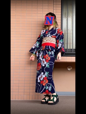 「浴衣コーデ」｜「アイテム（アクセサリー）」を使った、mrs.nicolmicalsさん（レディース・154cm）の夏コーディネート