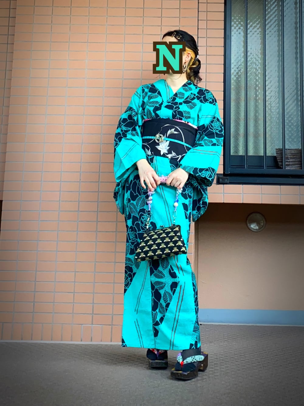 「浴衣、浴衣コーデ」｜「自作のアイテム（浴衣、グリーン系）」を使った、mrs.nicolmicalsさん（レディース・149cm）の夏コーディネートの1枚目の写真