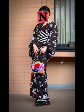 「着物」｜「アイテム（浴衣）」を使った、mrs.nicolmicalsさん（レディース・152cm）の夏コーディネート