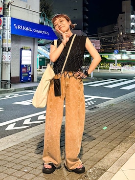 「アイテム（ベスト）」を使った、バヤコさん（レディース・161cm・40代）の夏コーディネート