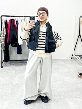 「アイテム（スウェットパンツ）」を使った、バヤコさん（レディース・161cm・40代）の秋コーディネート