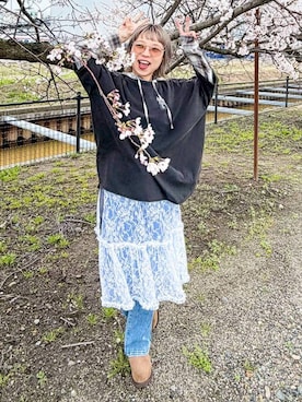 「JEANASIS（ジーナシス）のアイテム（トップス）」を使った、バヤコさん（レディース・161cm）の春コーディネート