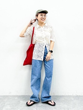 「アイテム（帽子）」を使った、バヤコさん（レディース・161cm・40代）の夏コーディネート