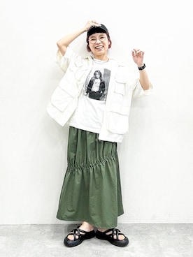 「アイテム（帽子）」を使った、バヤコさん（レディース・161cm・40代）の夏コーディネート