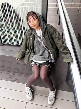 「体型カバー」｜「アイテム（ジャケット/アウター）」を使った、バヤコさん（レディース・161cm）の冬コーディネート