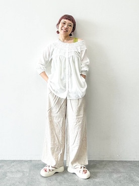 「アイテム（サンダル）」を使った、バヤコさん（レディース・161cm・40代）の夏コーディネート