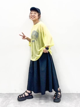 「アイテム（帽子）」を使った、バヤコさん（レディース・161cm・40代）の夏コーディネート