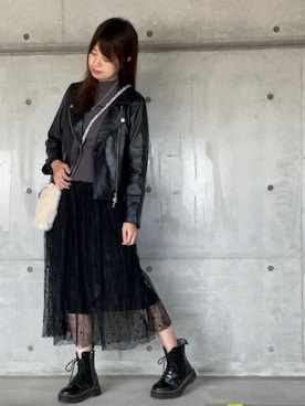 「URBAN RESEARCH（アーバンリサーチ）のアイテム（ライダースジャケット）」を使った、ふふさん（レディース・165cm）の秋コーディネート