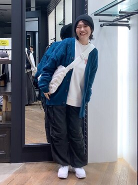 「PBLIM（ページボーイリム）のPBLIM/ドライタッチビーニー（ニットキャップ/ビーニー）」を使った、kaeさん（レディース・162cm）の秋コーディネート