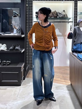 「ウエストゴム」｜「アイテム（ニットキャップ/ビーニー）」を使った、kaeさん（レディース・163cm）の秋コーディネート