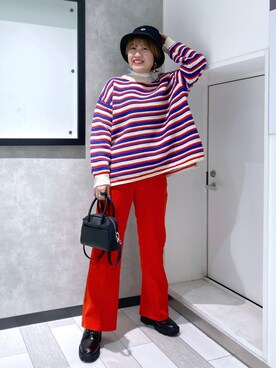 「PBLIM（ページボーイリム）のPAGEBOYLIM/ロゴ刺繍バケットハット2（ハット）」を使った、kaeさん（レディース・162cm）の冬コーディネート