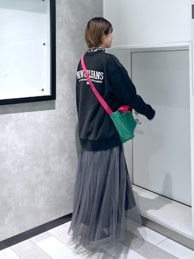 「PAGEBOY（ページボーイ）のクラックカレッジBIGスウェット（スウェット）」を使った、kaeさん（レディース・162cm）の冬コーディネート