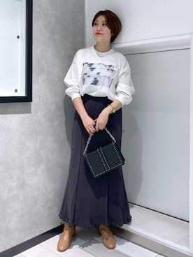 「PAGEBOY（ページボーイ）のチェーンスタッズショルダー（ショルダーバッグ）」を使った、kaeさん（レディース・162cm）の秋コーディネート