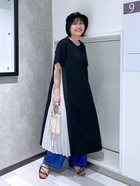「PBLIM（ページボーイリム）のPAGEBOYLIM/ロゴ刺繍バケットハット2（ハット）」を使った、kaeさん（レディース・162cm）の夏コーディネート