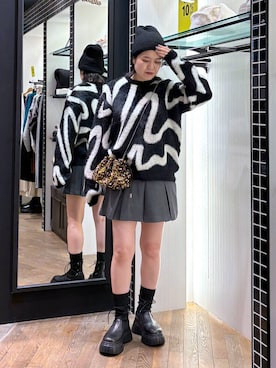 「PAGEBOY（ページボーイ）のニットビーニー（ニットキャップ/ビーニー）」を使った、kaeさん（レディース・162cm）の冬コーディネート